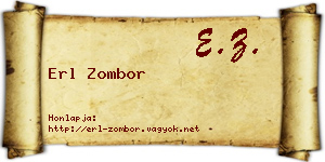 Erl Zombor névjegykártya